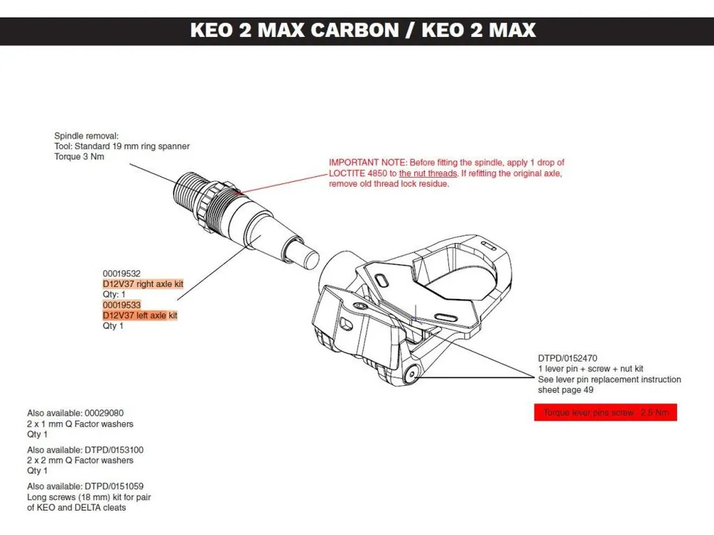 Náhradní osa LOOK Keo 2 Max D12V37 - Left Axle Koupit Online