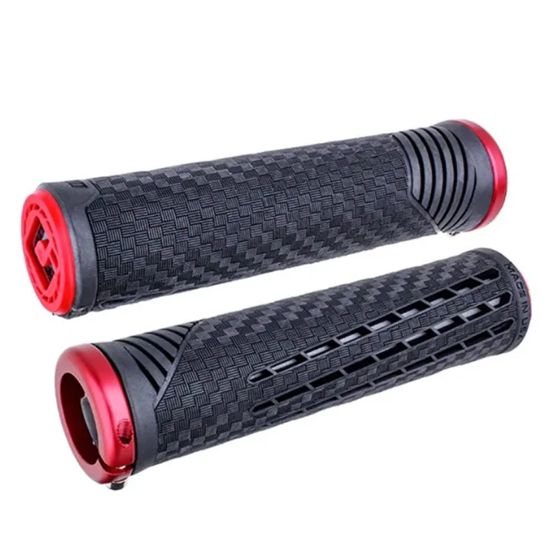 Gripy - ODI CF Lock-On - Pearl Black / Red Značkový