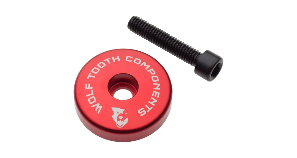 Horká Nabídka WOLF TOOTH krytka ULTRALIGHT STEM CAP červená + 5mm spacer
