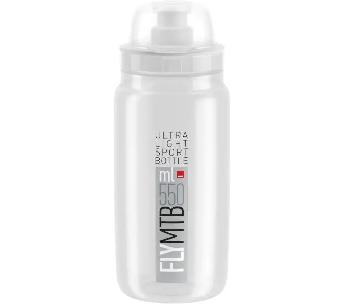 ELITE - Láhev Fly MTB čirá, logo šedé 550ml Finální Výprodej
