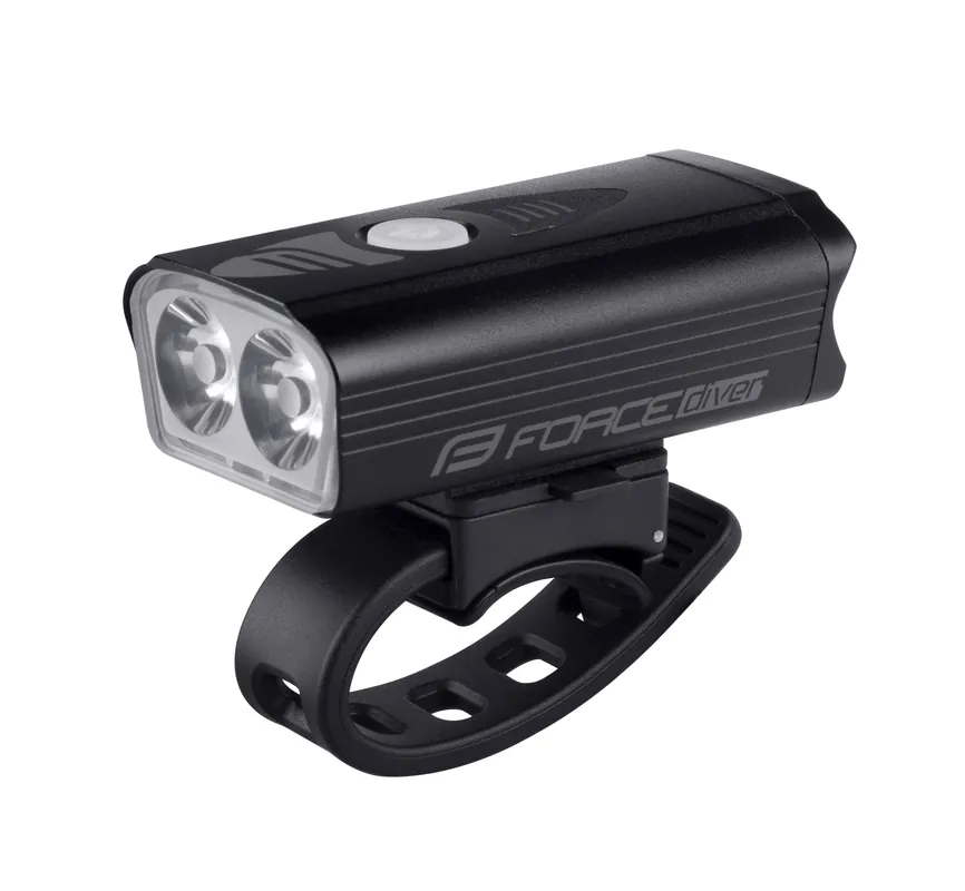 Světlo přední na kolo FORCE DIVER 900 LM, USB, černé Omezená Nabídka