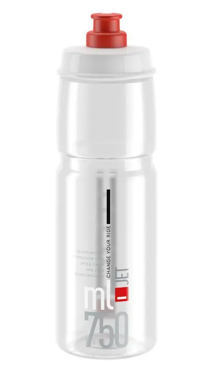 Cyklistická láhev Elite Jet čirá-červená 750 ml Levný