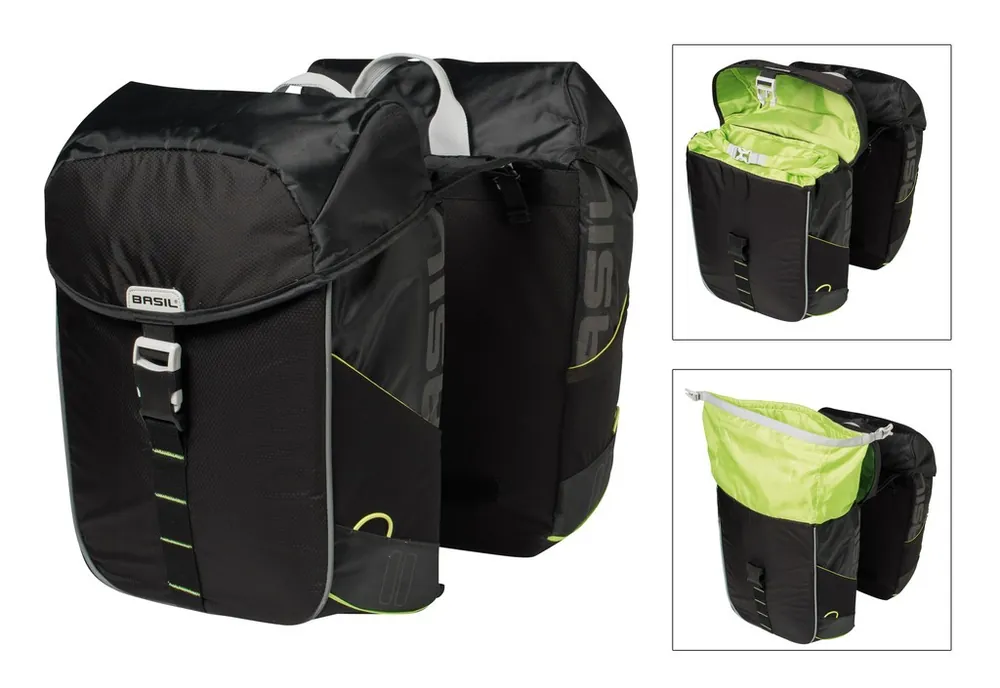 Nejlepší Volba Dvojitá brašna na zadní nosič na kolo Basil Miles black lime,nepromokavá, 32 l
