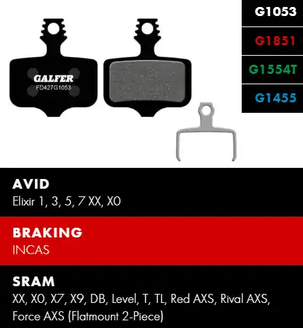 Vrácení Zdarma Brzdové destičky GALFER FD427 - Avid, Sram - Směs : Standard (FD427G1053)