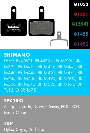 Originální Brzdové destičky GALFER FD293 E-bike - Shimano, Tektro, TRP (FD293G1652)
