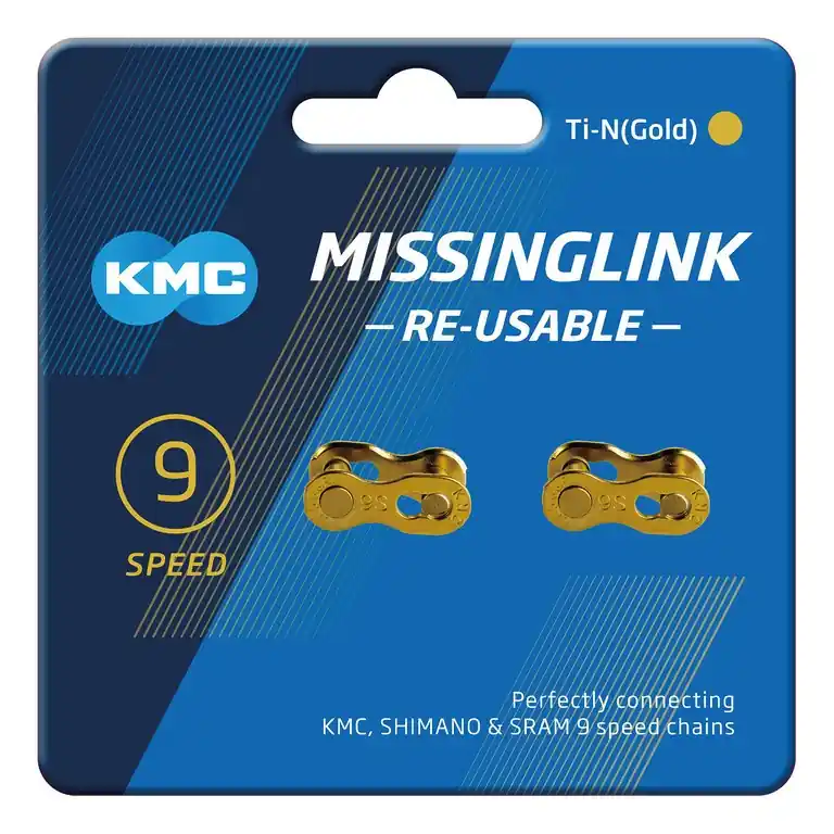 Nová Kolekce Spojka na řetěz KMC MissingLink 9 Ti-N Gold Re-usable 2 ks
