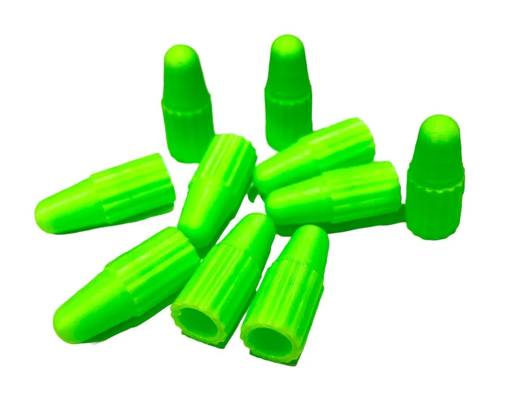 Čepičky na ventilek FV/G plastová velká PLA set 2ks fluo zelená Horká Nabídka