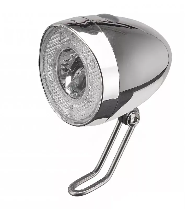Přední světlo CTM Retro s vysoce svítivou 1W LED 40 Lux stříbrná Novinka