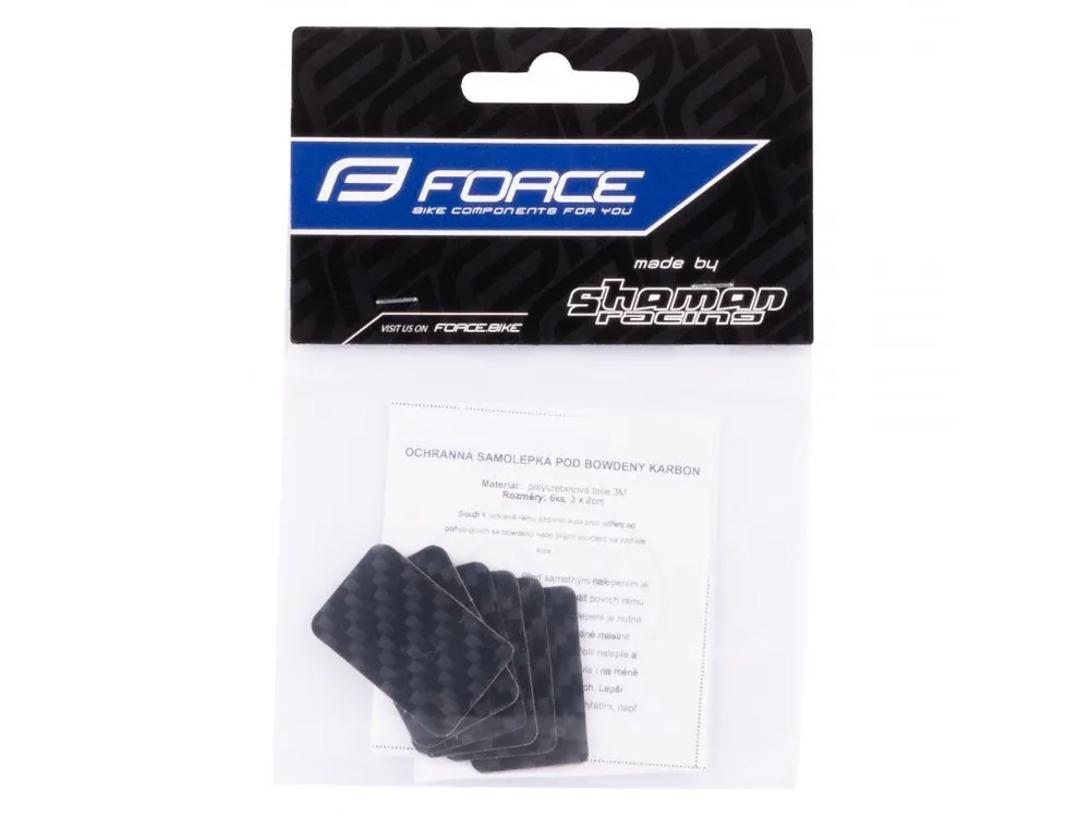 Výhodná Nabídka nálepka FORCE malá pod bowden 6ks carbon design