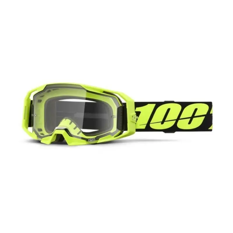 Sjezdové cyklistické brýle 100% Armatic Goggle Neon Yellow - Clear Lens Sezónní Sleva