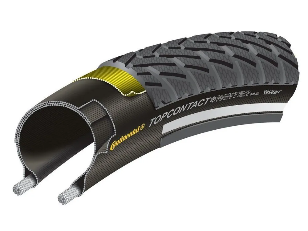 Černý plášť na elektrokolo Continental Top Contact Winter II Premium 26x1.90\\" Skin Reflex Sleva