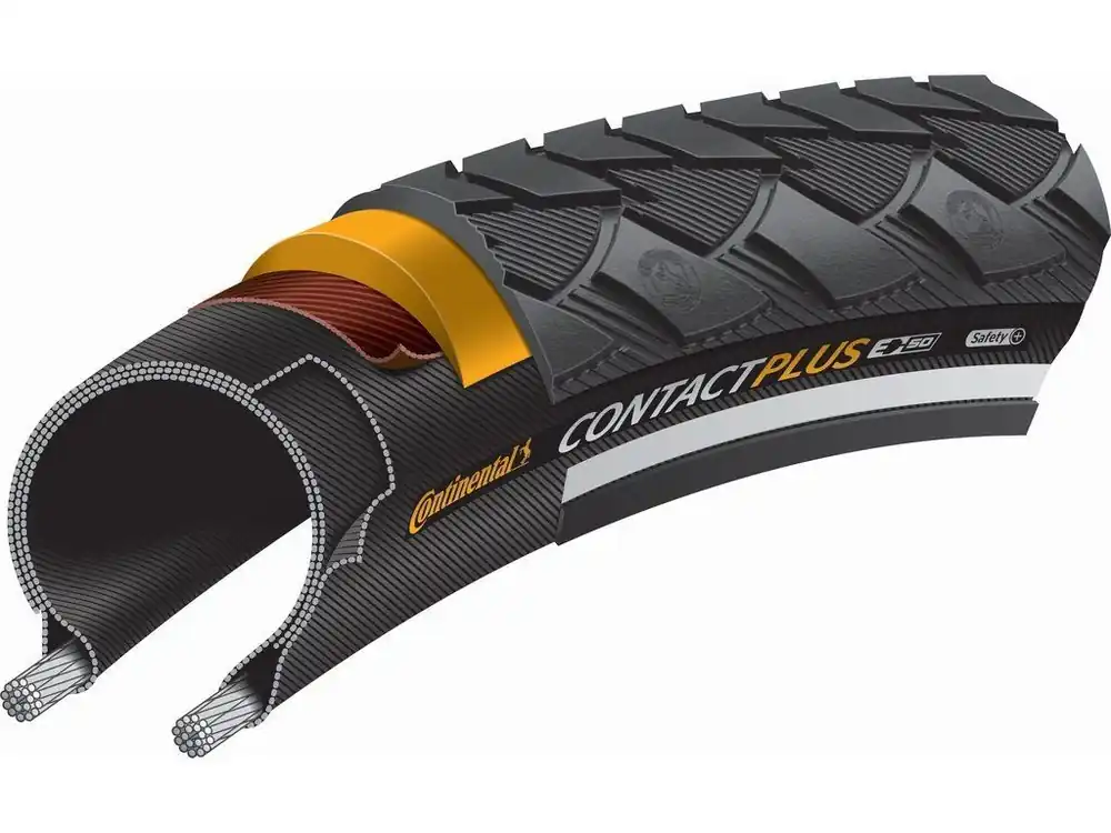 Výhodná Nabídka Plášt s reflexním pruhem Continental Contact Plus 28x1 5\\/8x1 1\\/8\\" černá