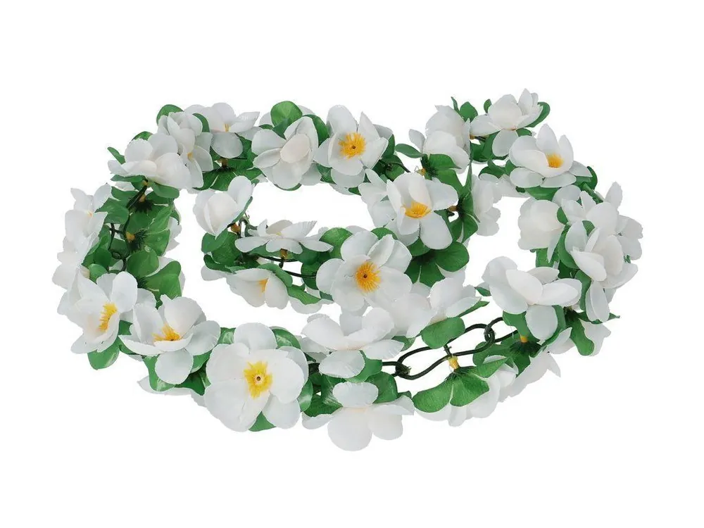 Cenový Hit Ozdobný květinový řetěz Basil Flower Garland Bílá Fuchsie