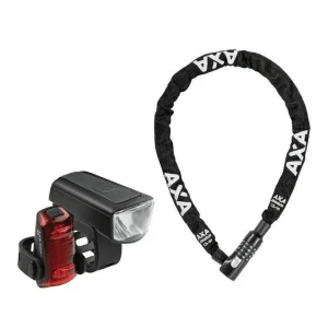 Akce AXA Safety Set sada zámku Absolute C5-90 a světel Dwn 50 na kolo
