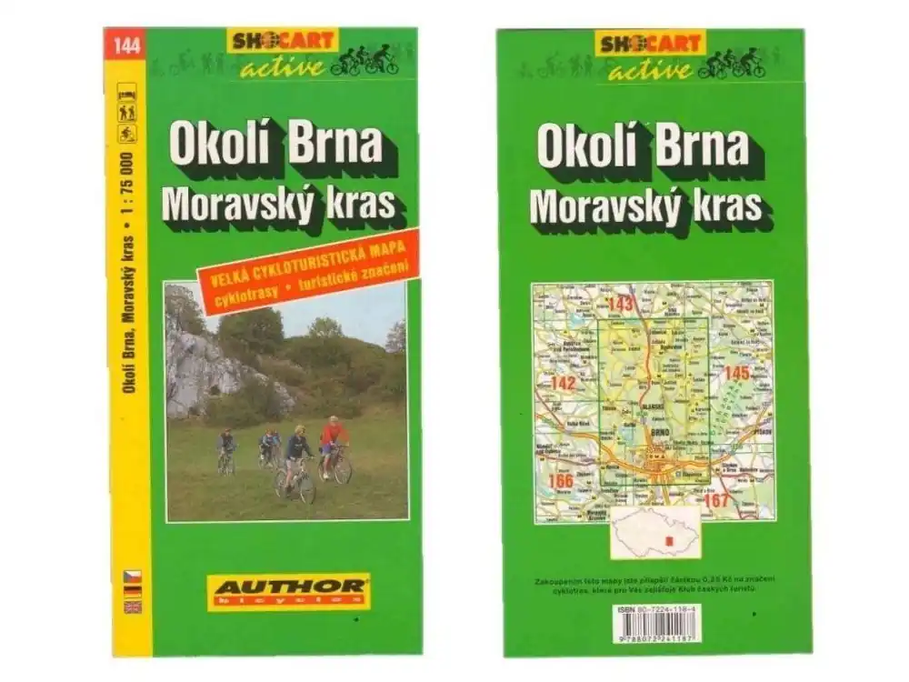 Tovární Cena Mapa SHOCART č. 144 Okolí Brna, Moravský kras - cyklo 1 : 75 000